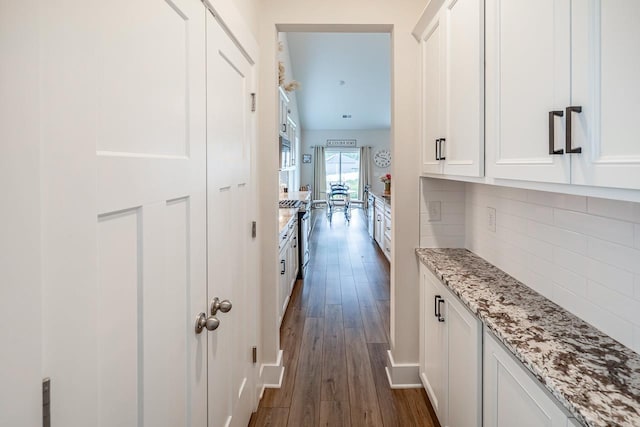 corridor with dark wood-type flooring