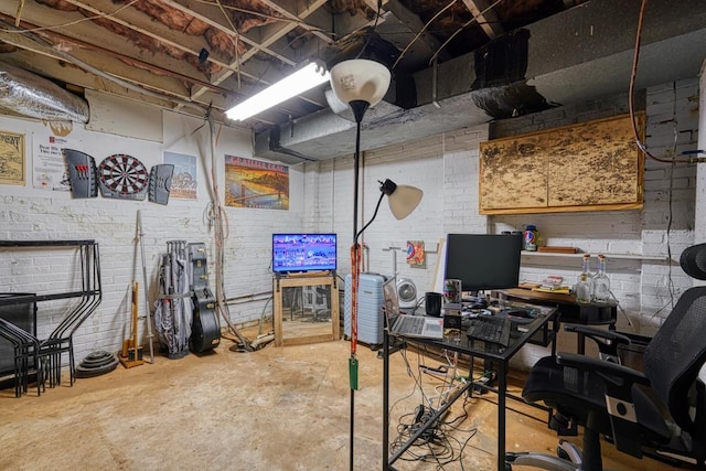 office area with concrete floors