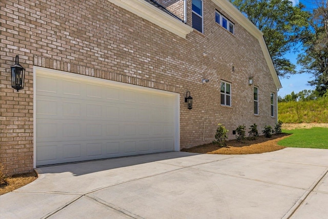 view of property exterior featuring a garage