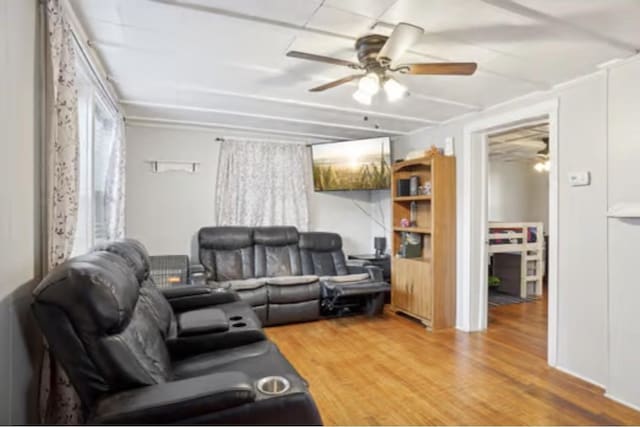 living room with hardwood / wood-style flooring