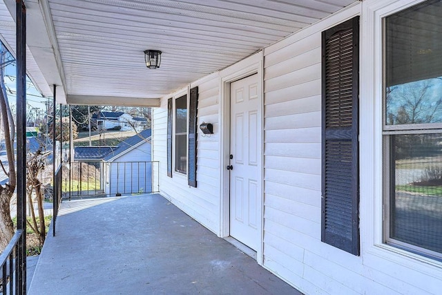 view of patio featuring a porch