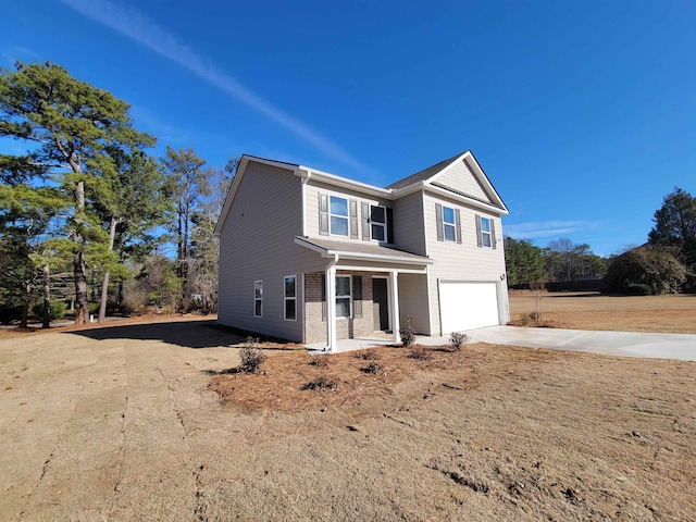 front facade with a garage