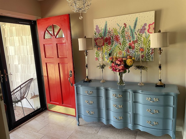 view of tiled entrance foyer