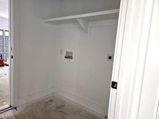 washroom with hookup for an electric dryer and washer hookup