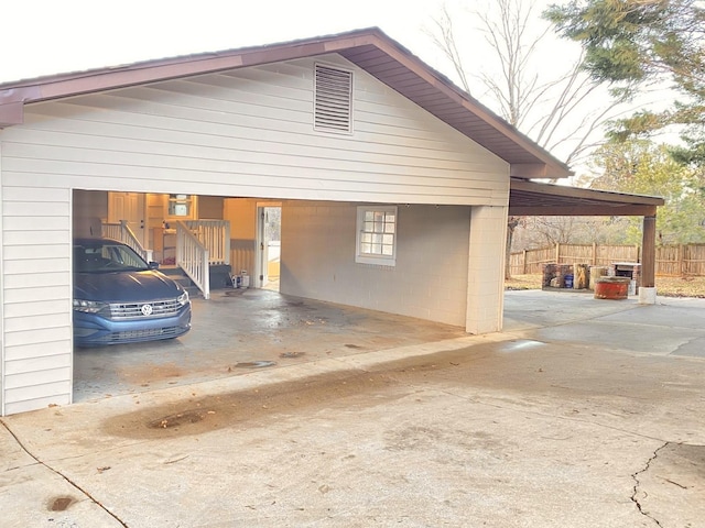 garage with a carport