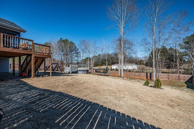 view of yard featuring a deck