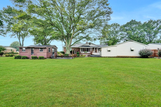 view of yard with a porch