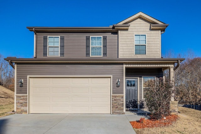 view of front of property with a garage