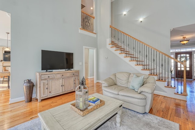 living room featuring light hardwood / wood-style floors