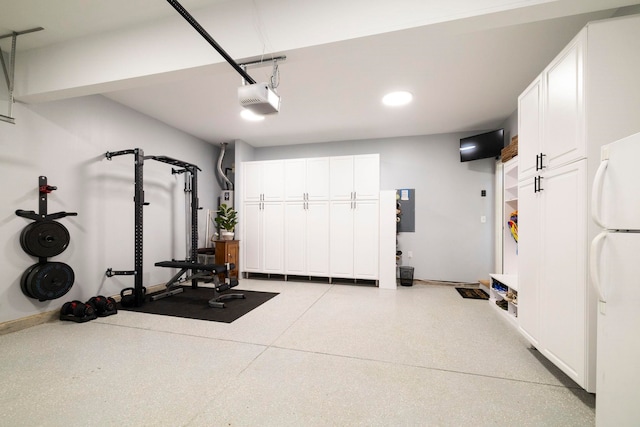 exercise room featuring electric panel