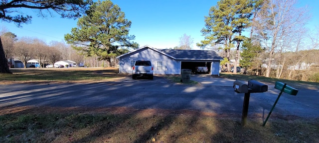 exterior space with a garage