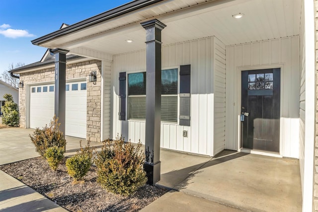 entrance to property with a garage