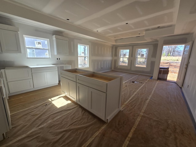 kitchen with white cabinets