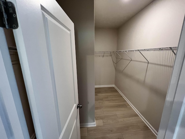 spacious closet with light wood-type flooring