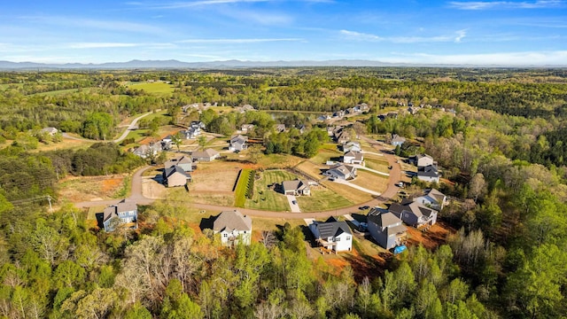 drone / aerial view with a mountain view