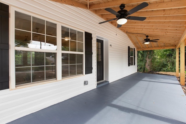 view of patio / terrace featuring ceiling fan