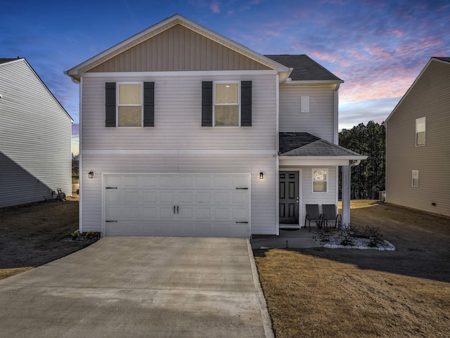 view of front property with a garage