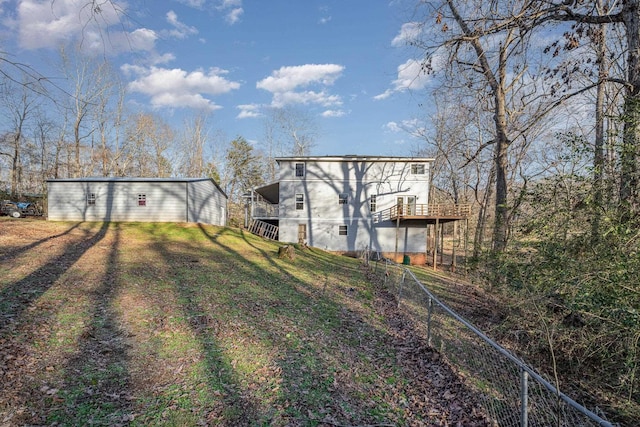 view of yard featuring a deck