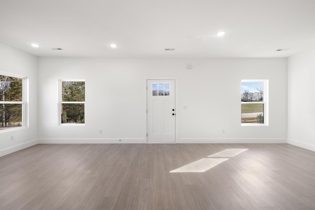 unfurnished room featuring light wood-type flooring and a wealth of natural light