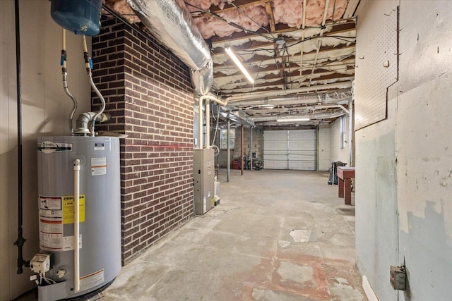 basement featuring gas water heater