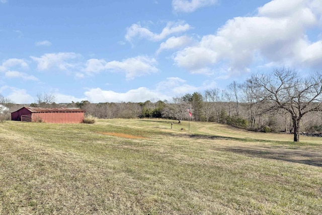 view of yard with an outbuilding