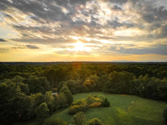 view of aerial view at dusk