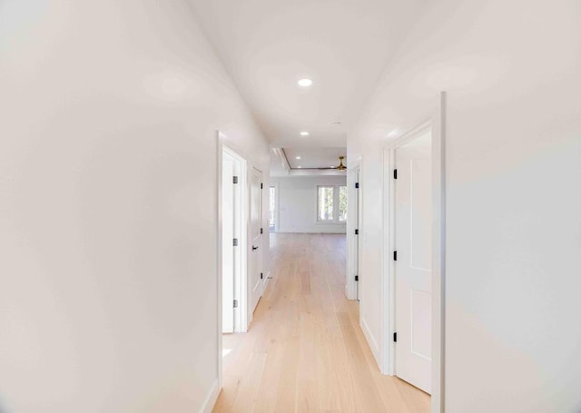 corridor featuring light hardwood / wood-style floors