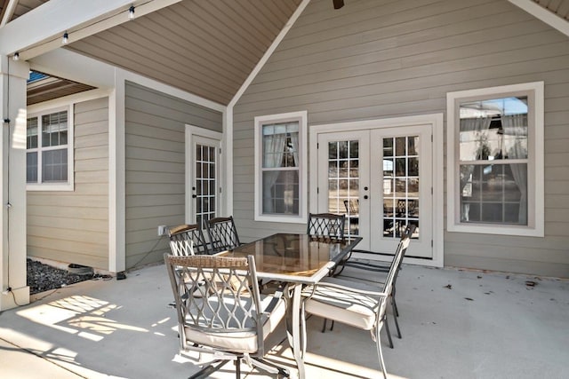 view of patio / terrace featuring french doors