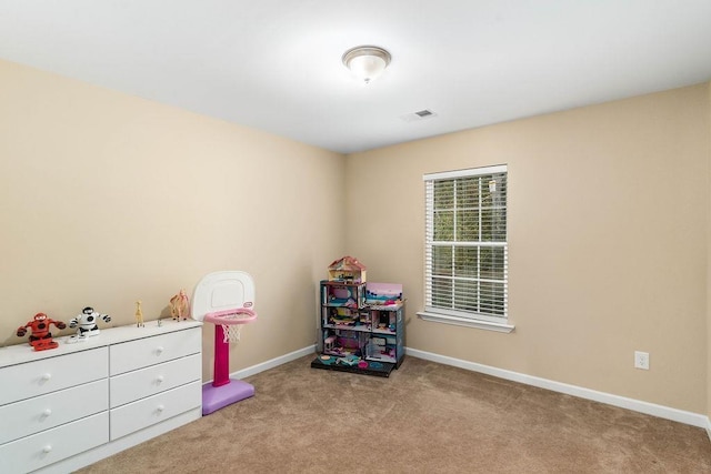 playroom with light carpet