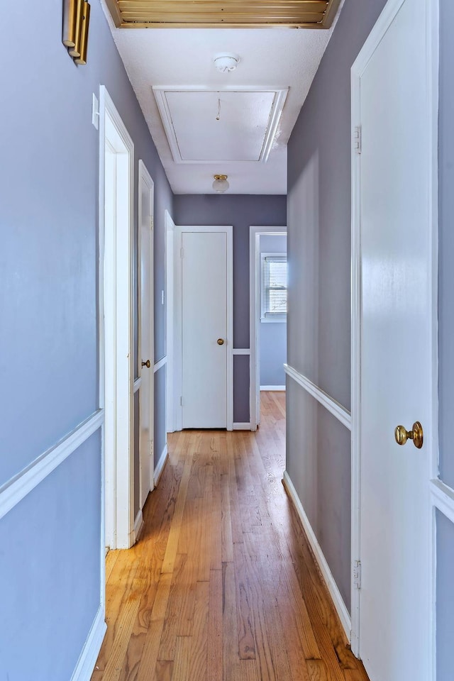 corridor featuring light wood-type flooring