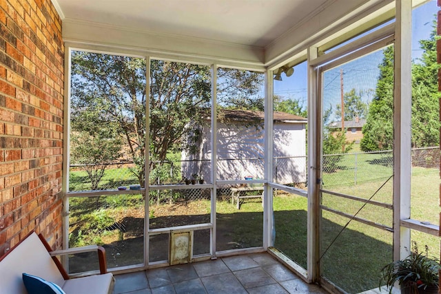 view of unfurnished sunroom