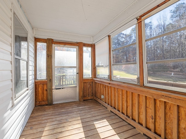 view of unfurnished sunroom