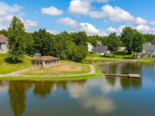 property view of water featuring a dock