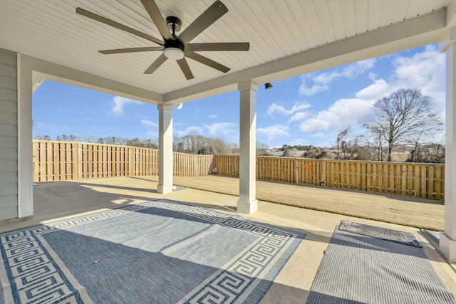 view of patio / terrace with ceiling fan