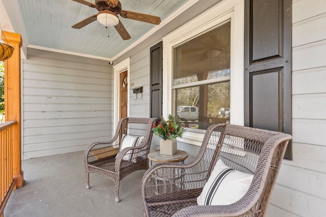 view of patio / terrace featuring ceiling fan