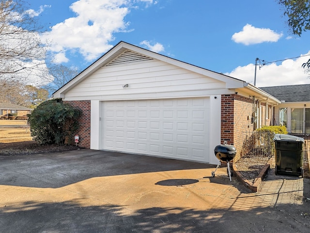 exterior space featuring a garage