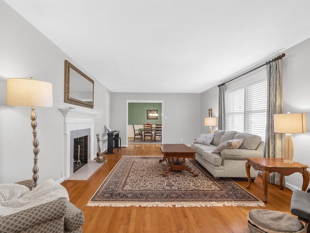 living room with light wood-type flooring