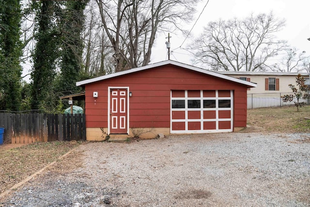 view of garage