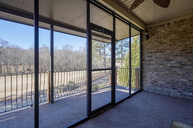 view of unfurnished sunroom