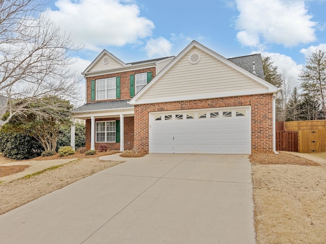 view of front of home with a garage