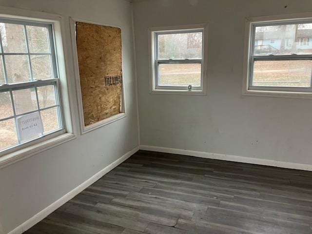 unfurnished room featuring dark hardwood / wood-style flooring