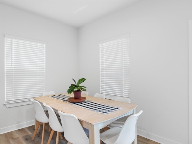 dining room with light hardwood / wood-style floors