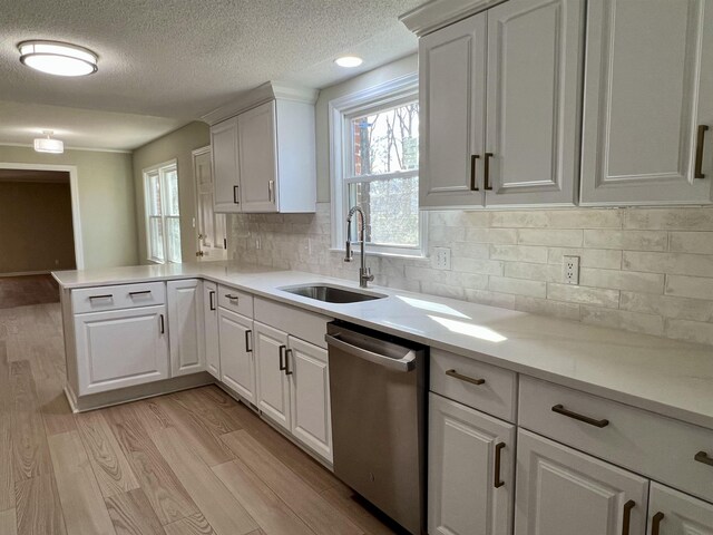 115 Fernbrook Cir, Spartanburg, SC 29307 - kitchen with light wood-style floors, light countertops, a sink, and stainless steel dishwasher