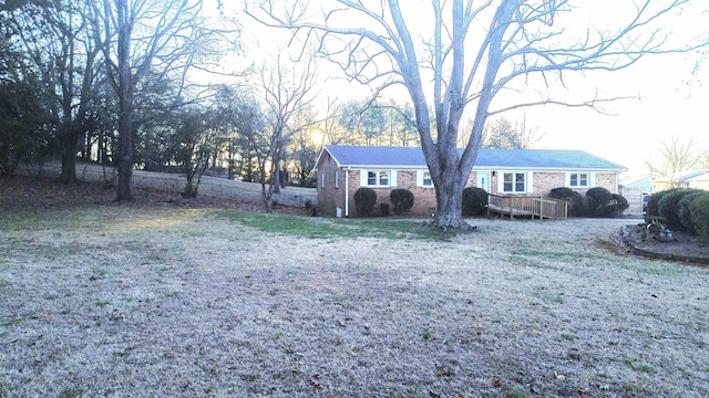 view of yard featuring a wooden deck