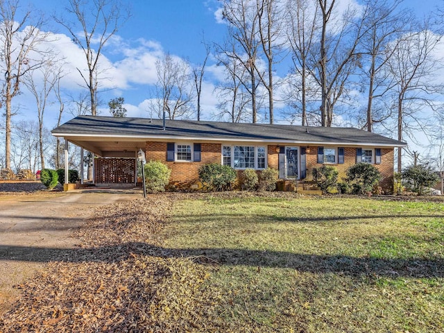 single story home with a carport and a front yard