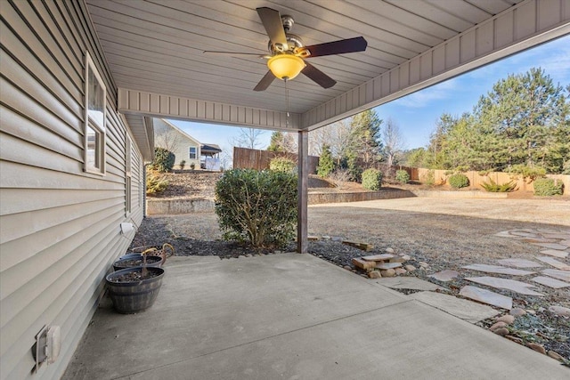 view of patio / terrace featuring ceiling fan