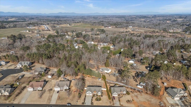 birds eye view of property with a mountain view