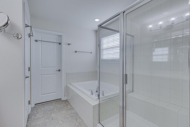 bathroom with plus walk in shower