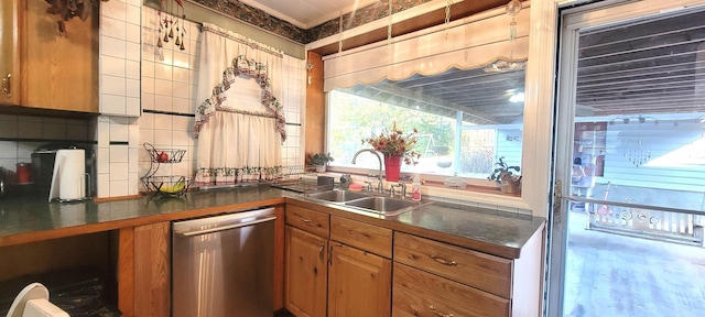 kitchen with stainless steel dishwasher and sink