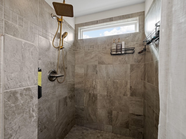 bathroom featuring curtained shower